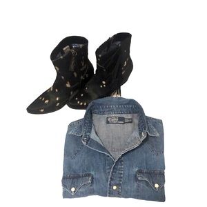 Polo by Ralph Lauren Cowboy/Cowgirl Vintage Shirt Blue Size S Men/ L Women